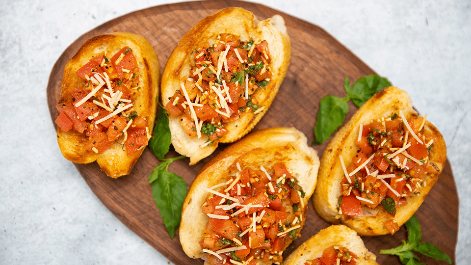 Easy Bruschetta with Hatch Red Chile Table Seasoning