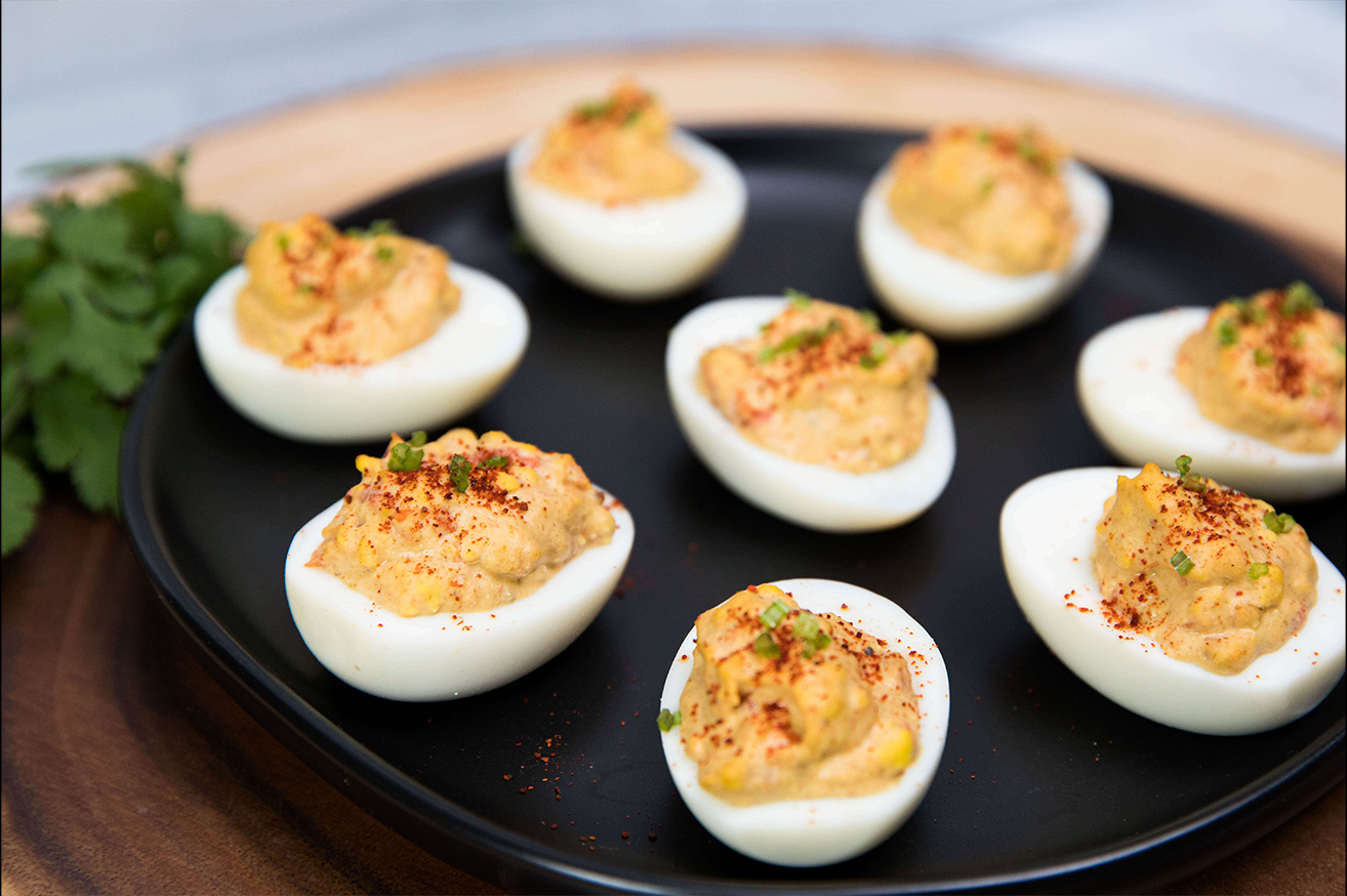Hatch Red Chile Deviled Eggs
