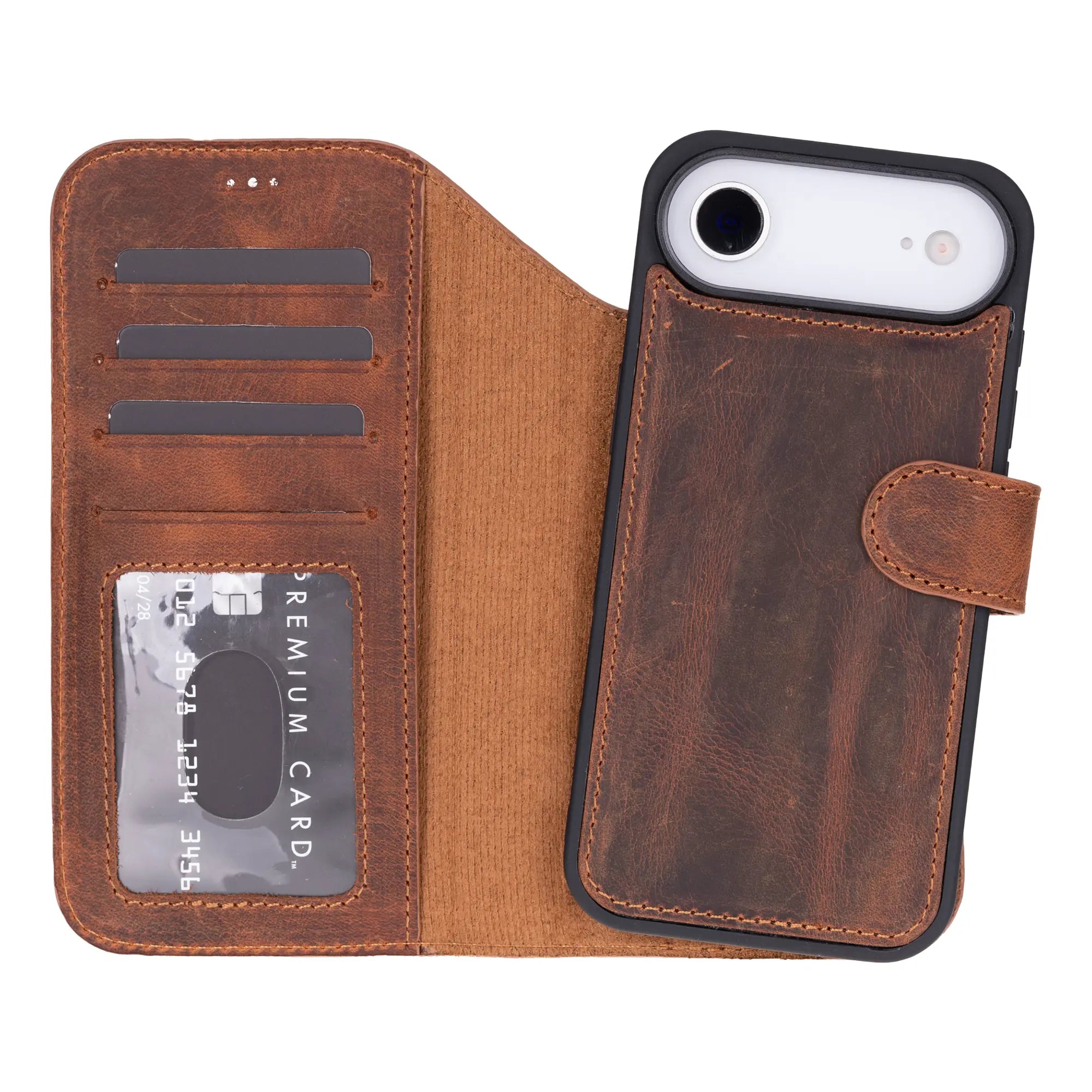 VENOULT™  Detachable Wallet Case for iPhone 17 Air– Full-Grain Genuine Leather, MagSafe Compatible