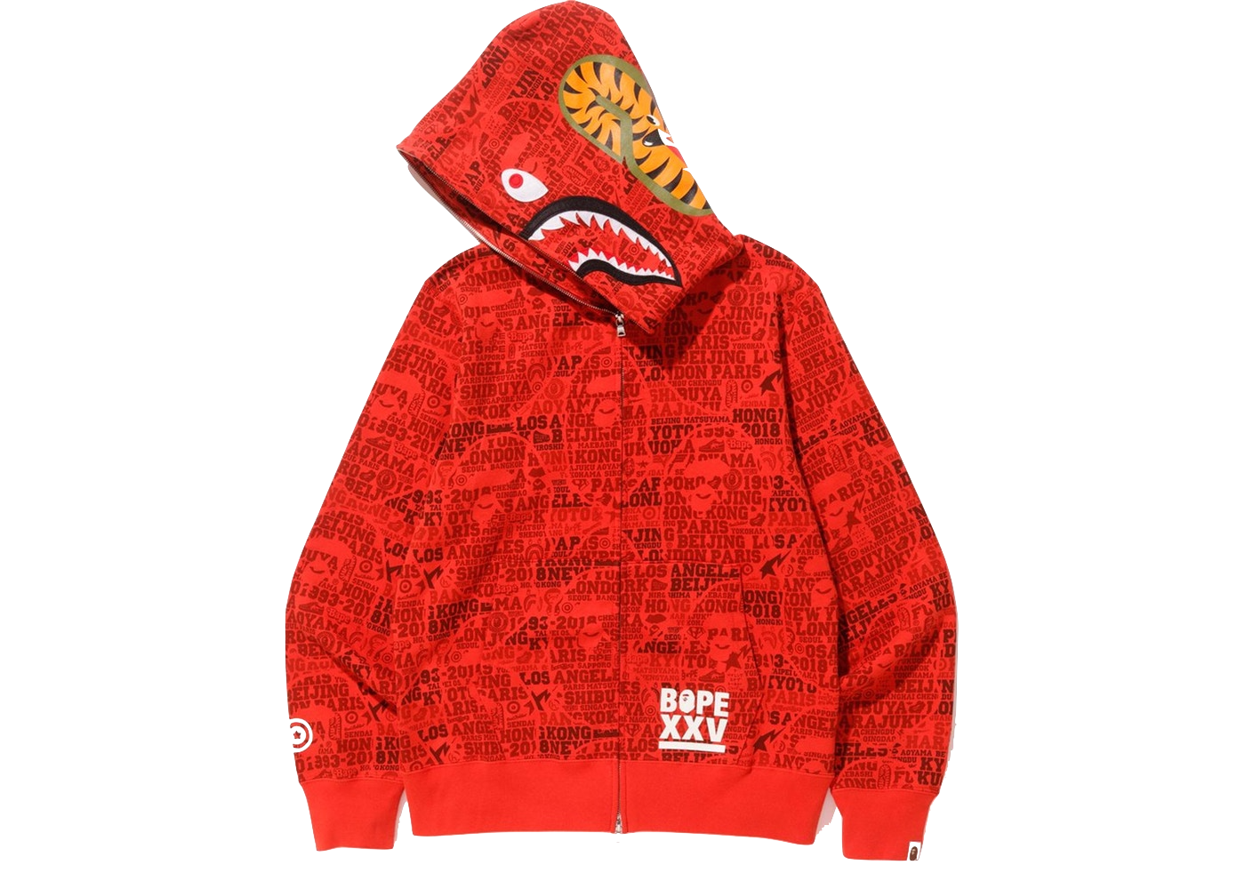 bape shark hoodie red camo