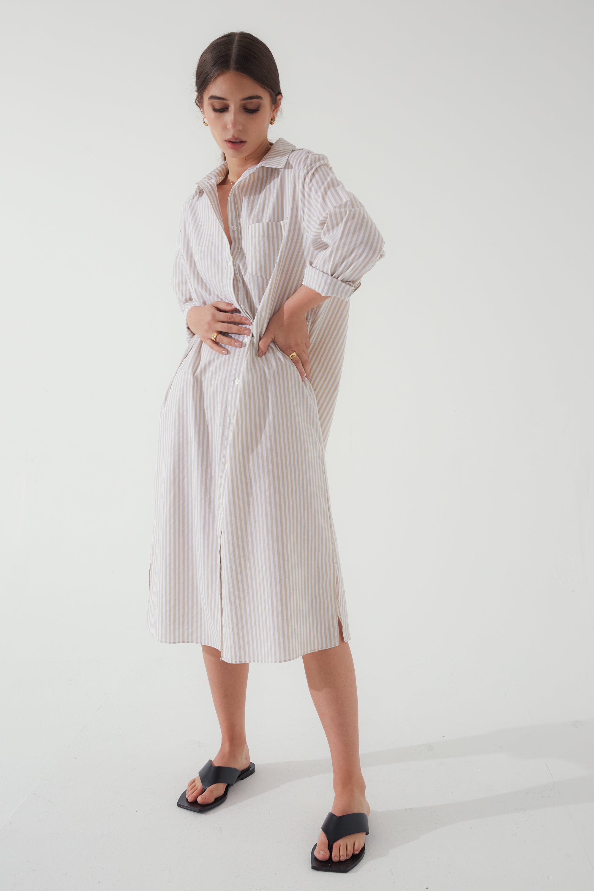 Stripe Shirt Dress– Almina Concept