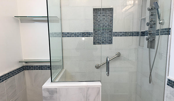 Blue Recycled Glass Tile Bathroom Accent