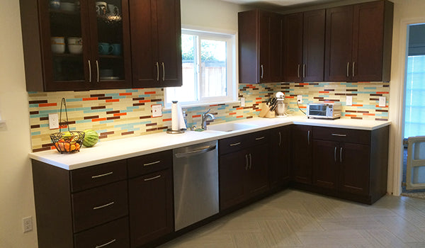 Custom Subway Glass Tile Kitchen