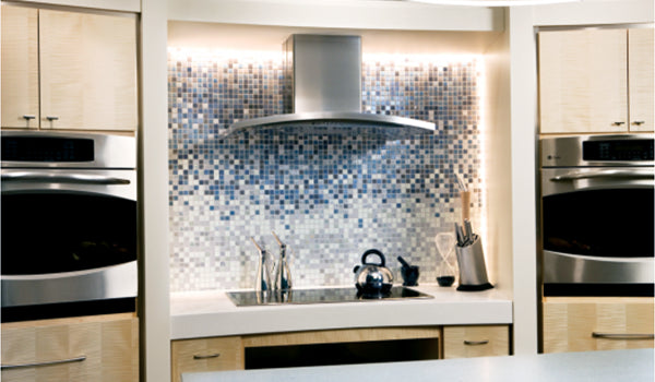 GE Gradient Glass Tile Kitchen Backsplash