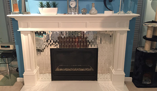 Mirror Glass Tile Fireplace