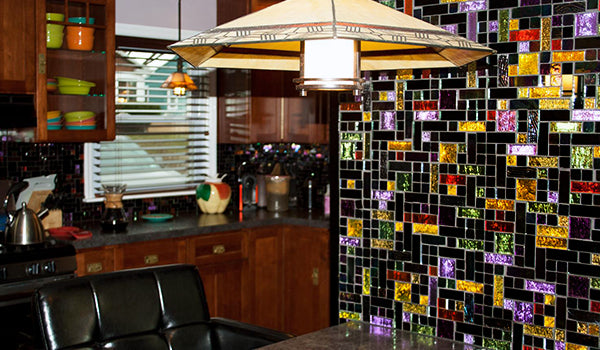 Multi-colored Glass Tile Kitchen