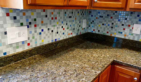 South Beach Glass Tile Kitchen Backsplash