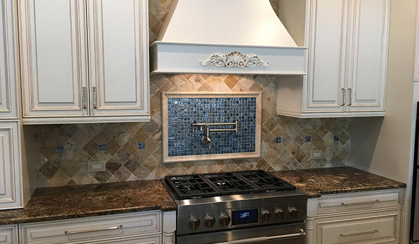 Textured Blue Recycled Glass Tile Accent