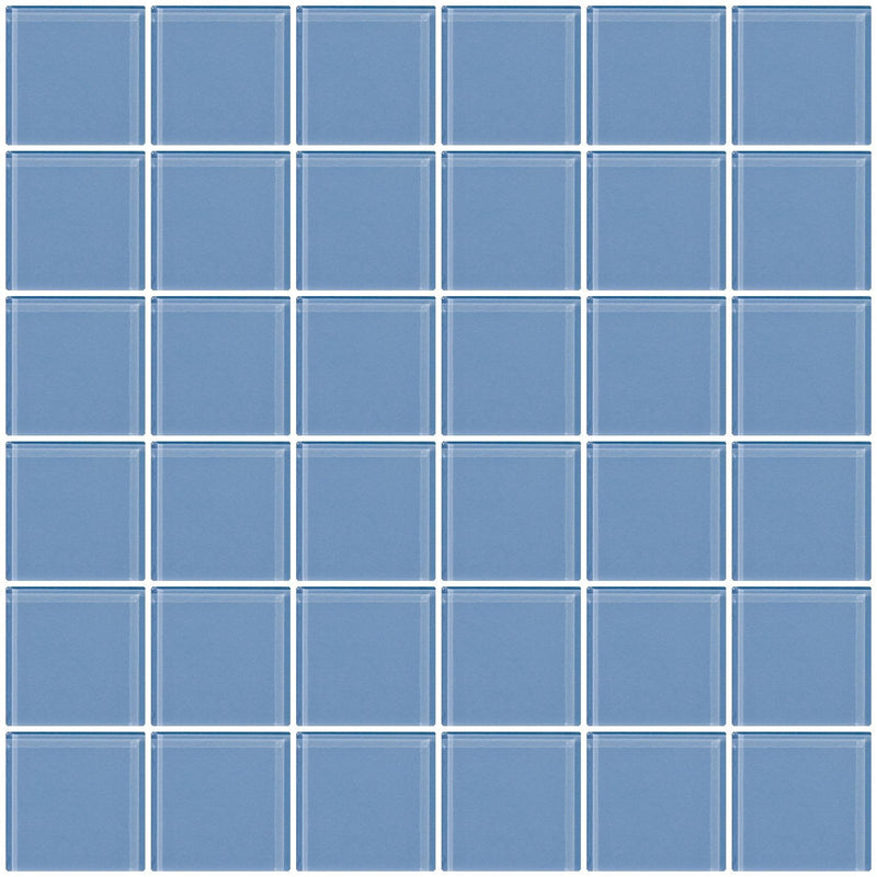 2x2 Inch Light Periwinkle Blue Glass Tile