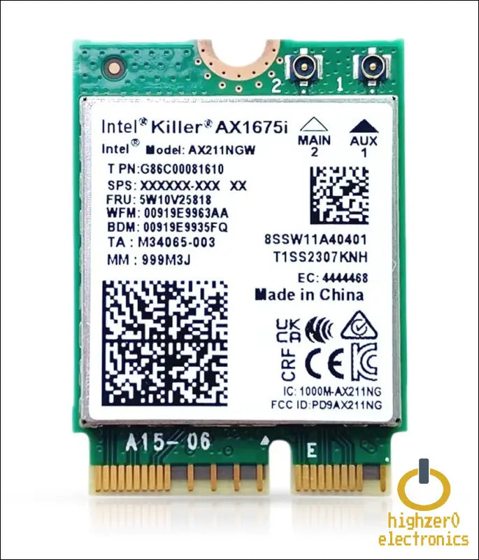 HighZer0 Electronics AX1675i Killer Series Upgraded WiFi 6E Adapter | Gaming WiFi Adapter | CNVio2 M.2 Wifi Card | 2.4 Gbps WiFi for PC | Bluetooth 5.3 Support | Requires Intel 11th+ Gen CPU