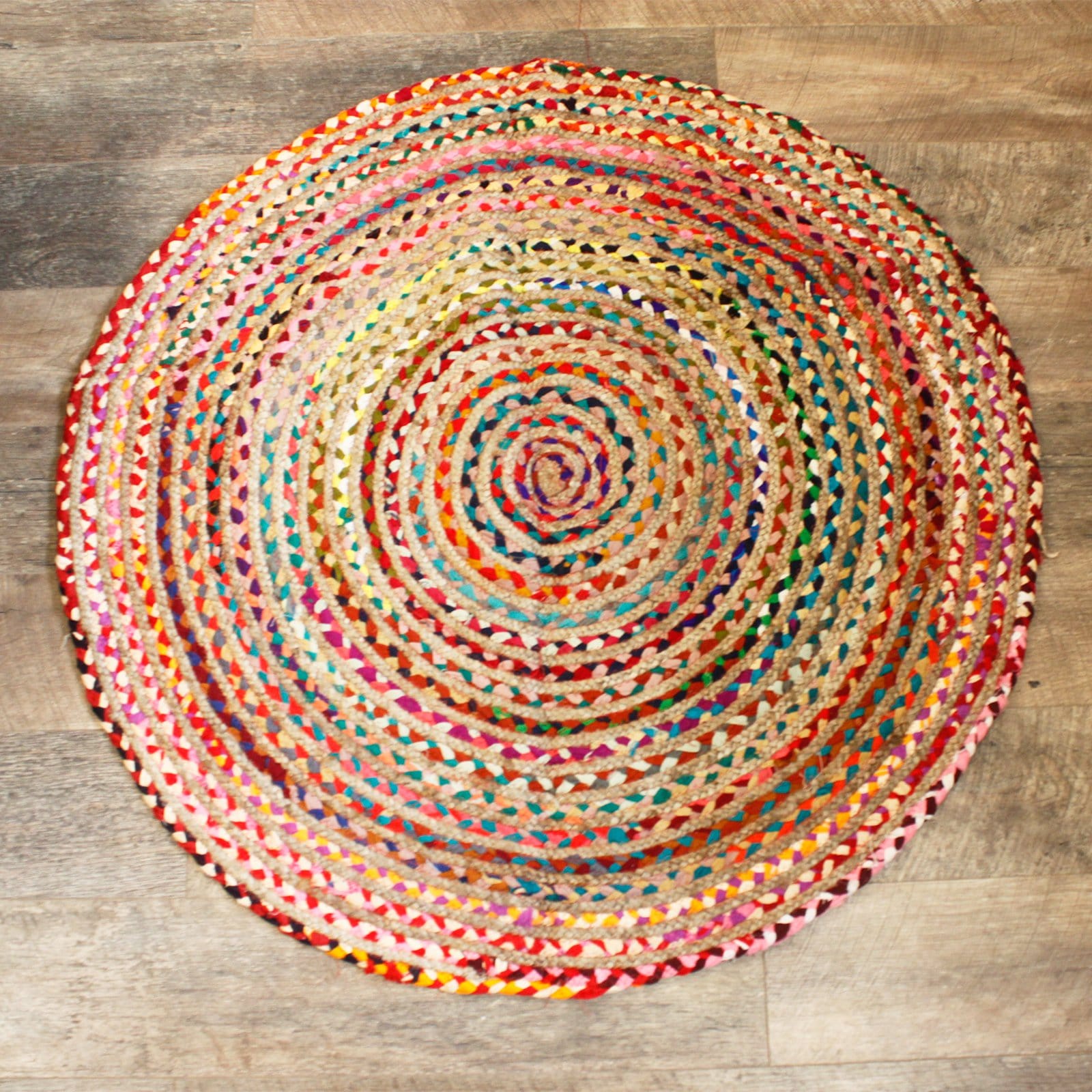 Round Jute and Recycled Cotton Rugs - 120 cm - ShopGreenToday