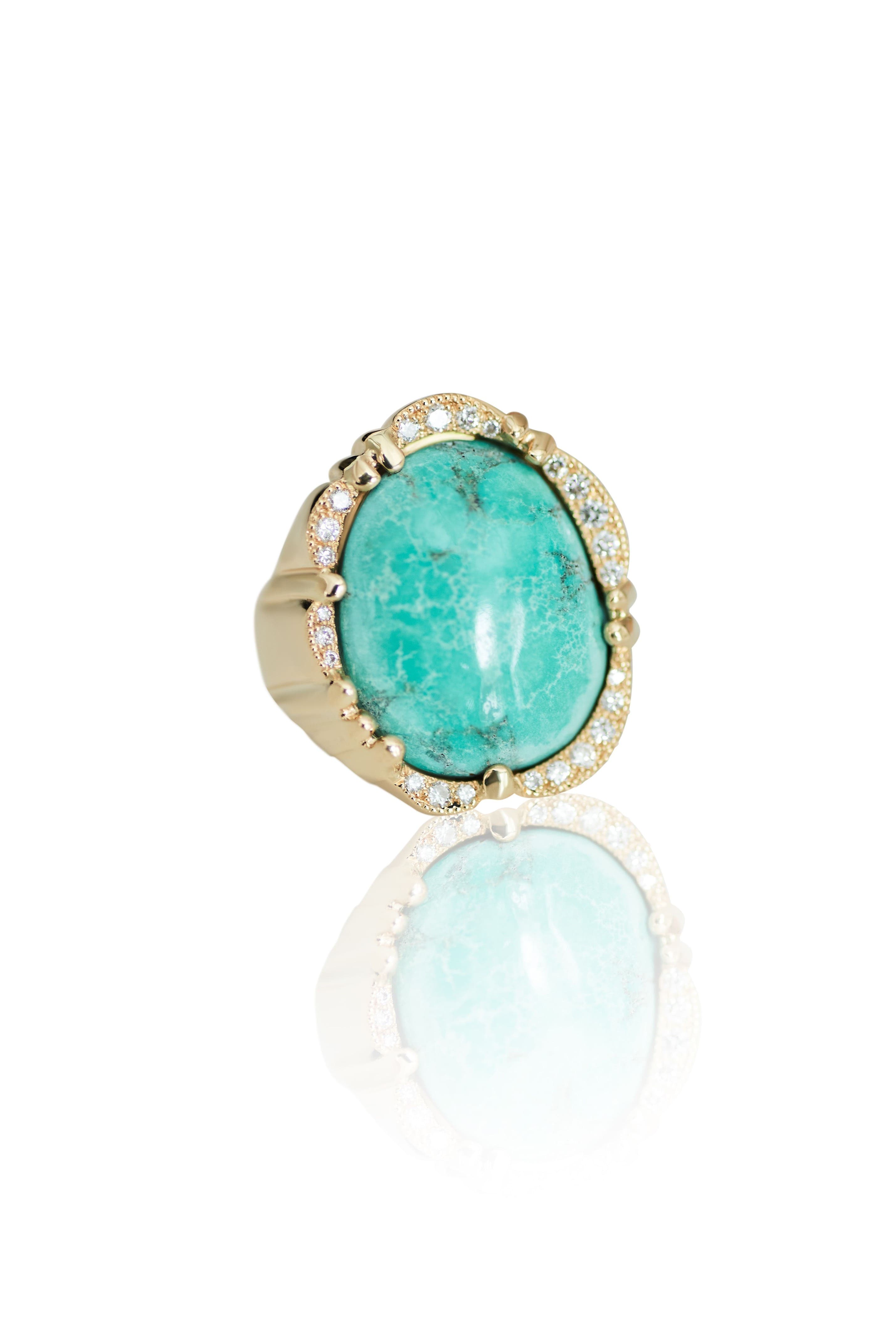 Turquoise, Diamond and Gold Ring image