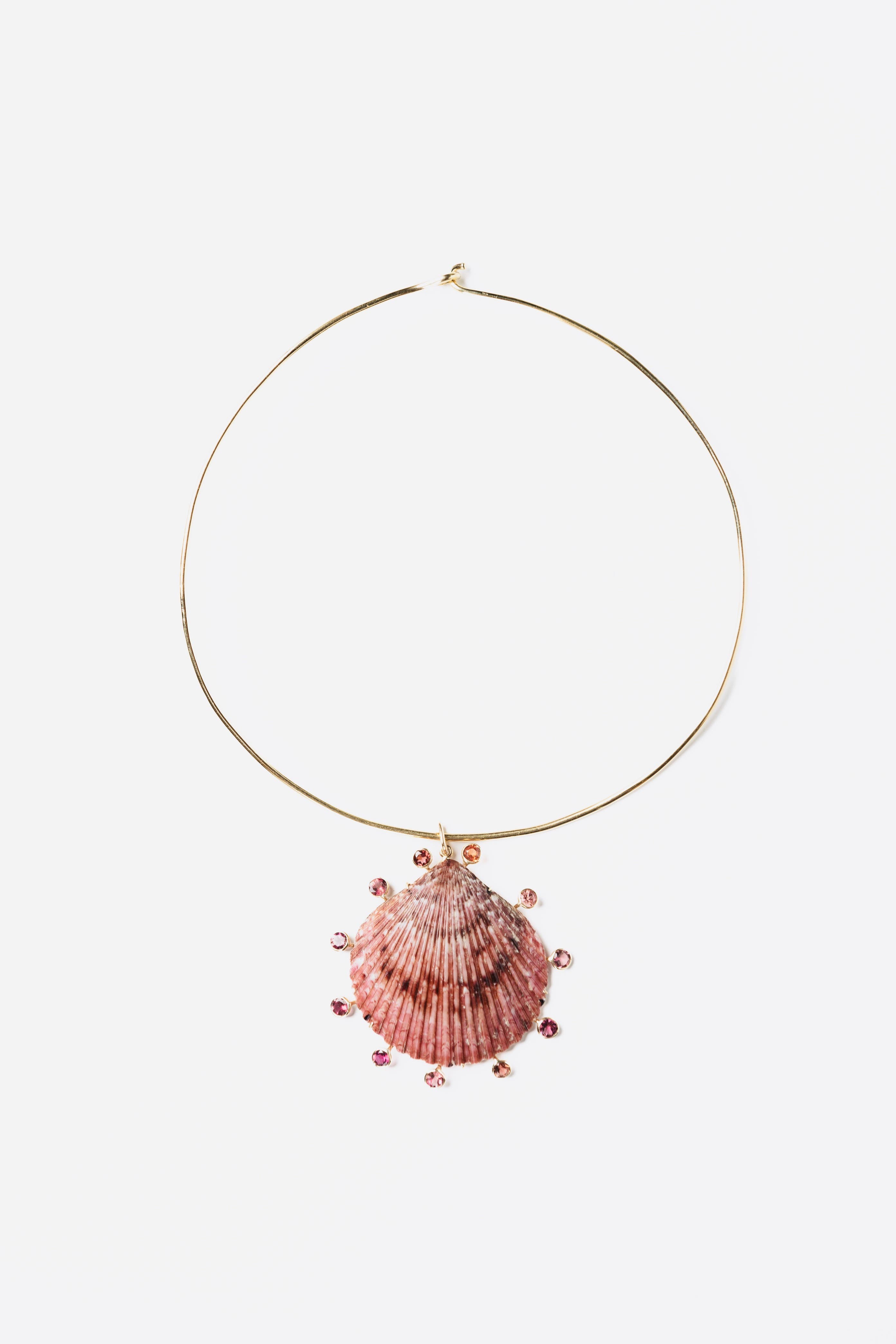 Natural Shell, Pink Tourmaline and Gold Choker image