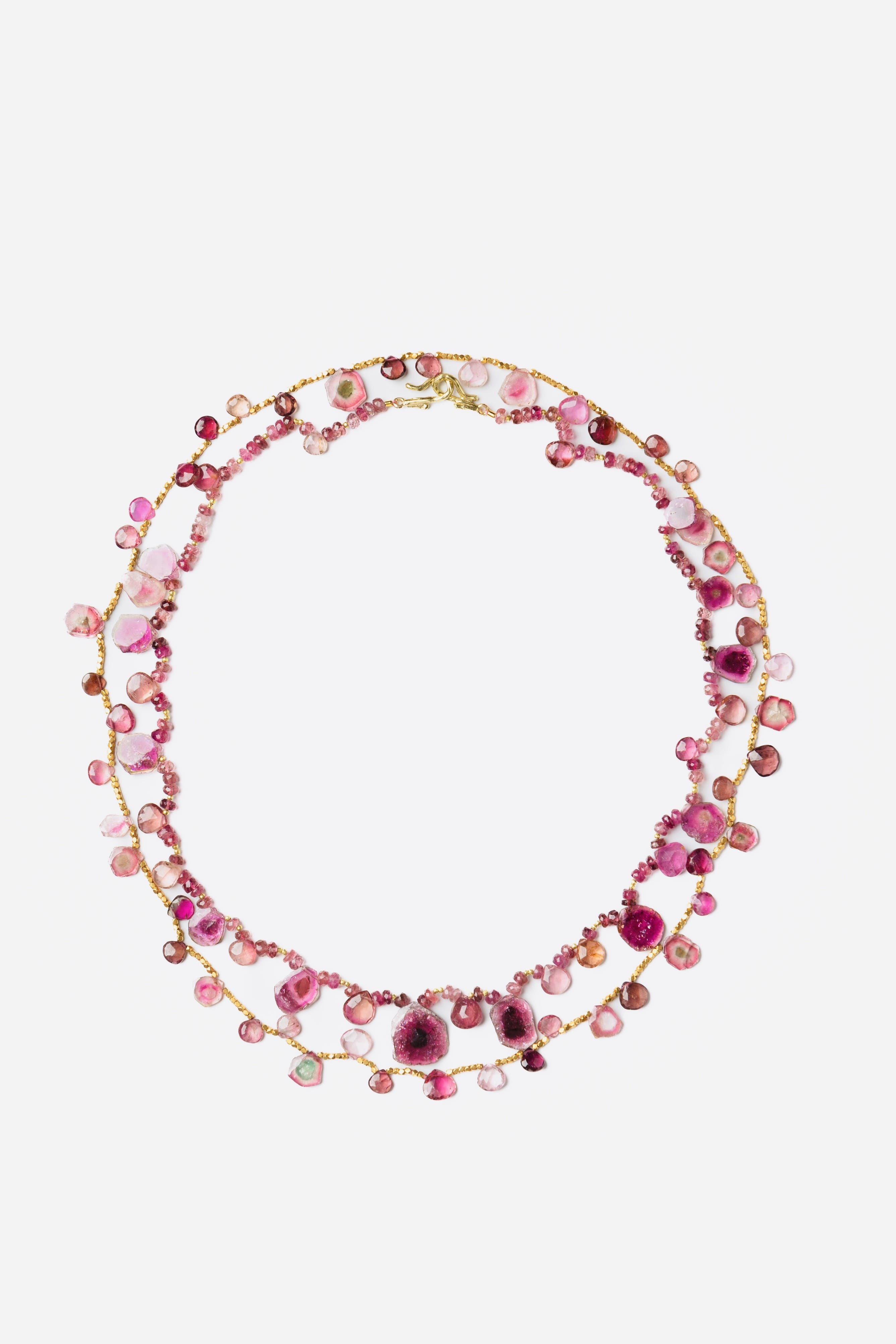 Pink Tourmaline and Gold Necklace & Pink Tourmaline and Gold Necklace with Gold Clasp image