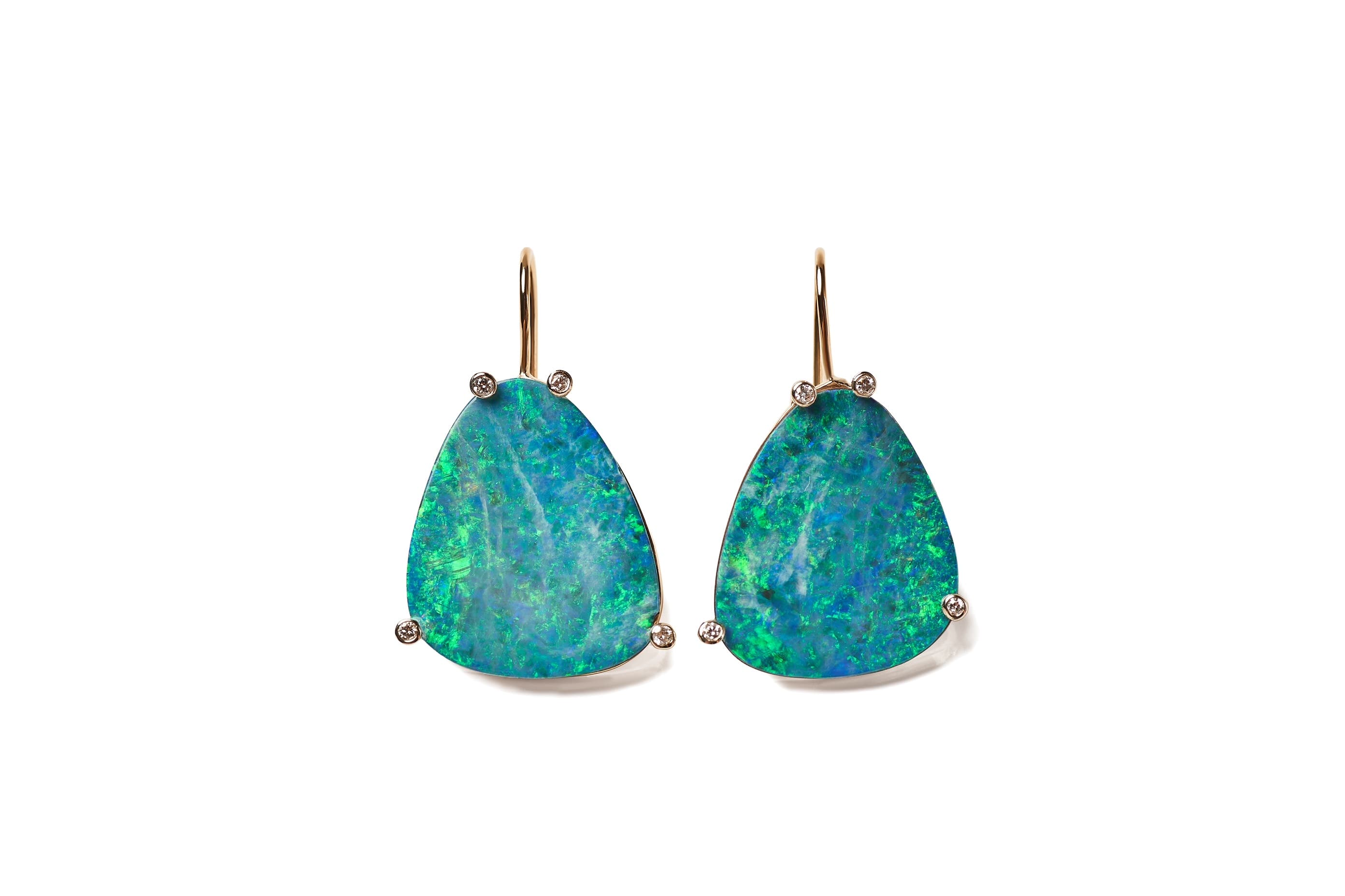 Australian Opal and Diamond Earrings image