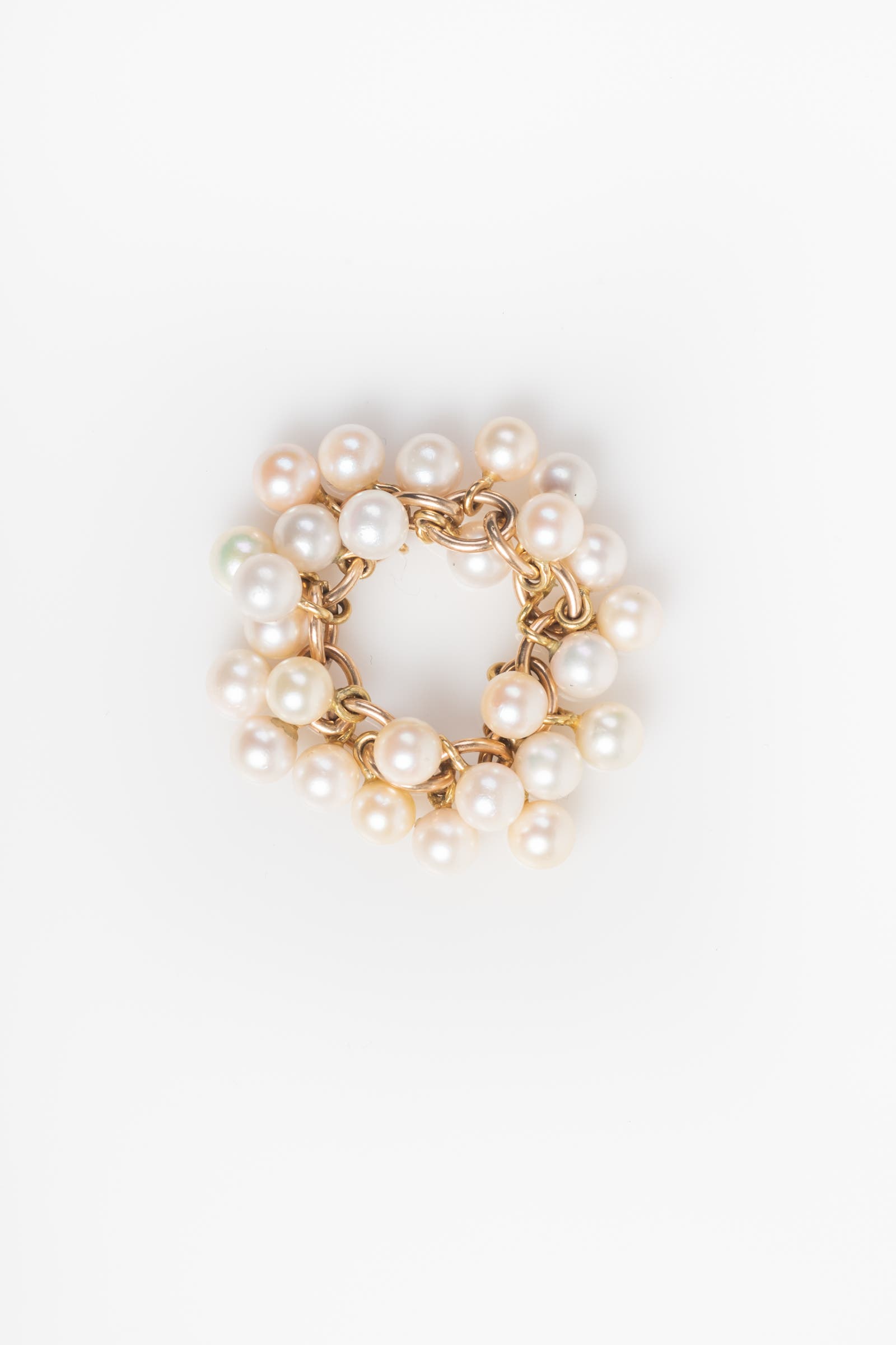 Pearl & Gold Chain ‘Happy’ Ring image