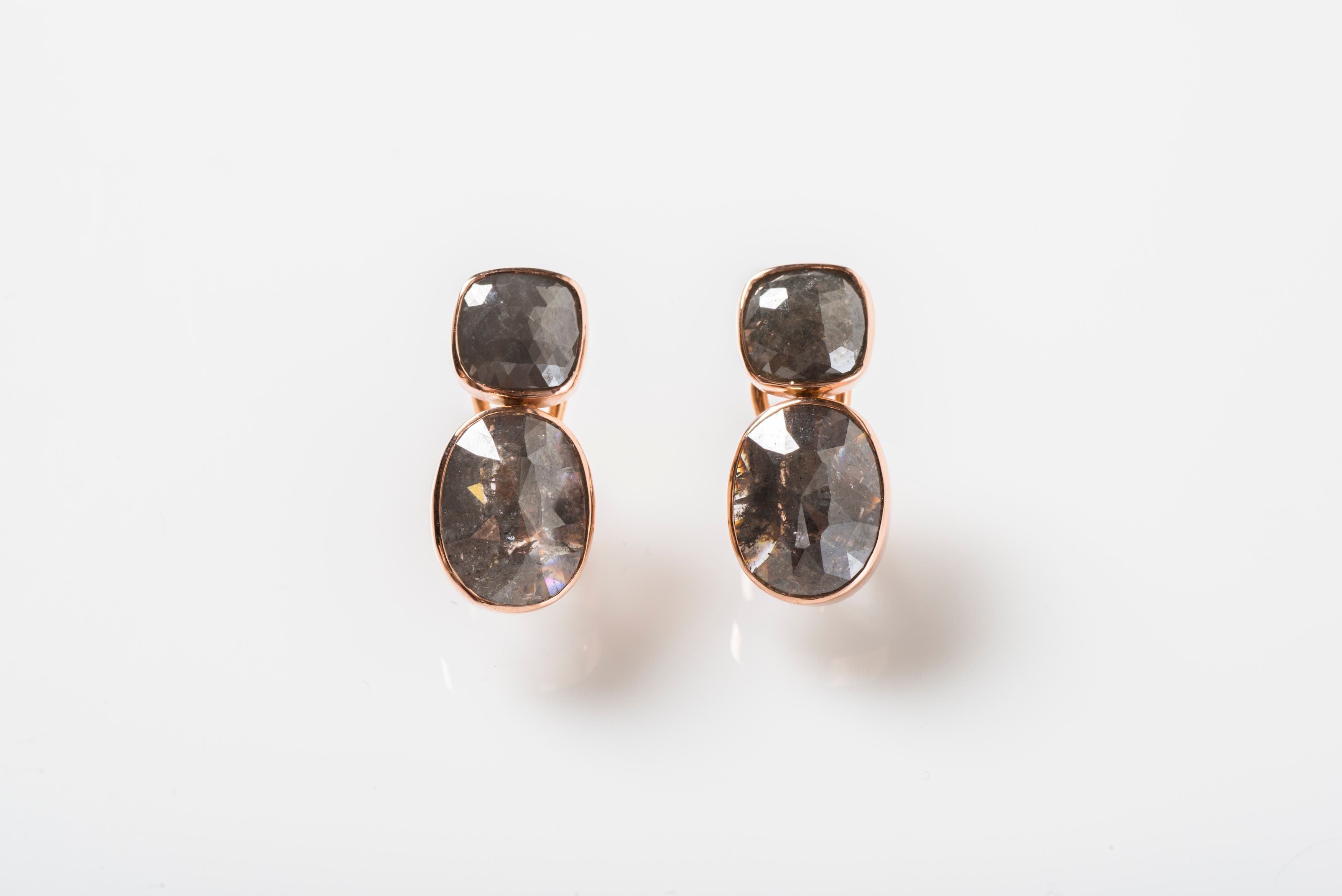 Grey Diamond Rose Gold Earrings image