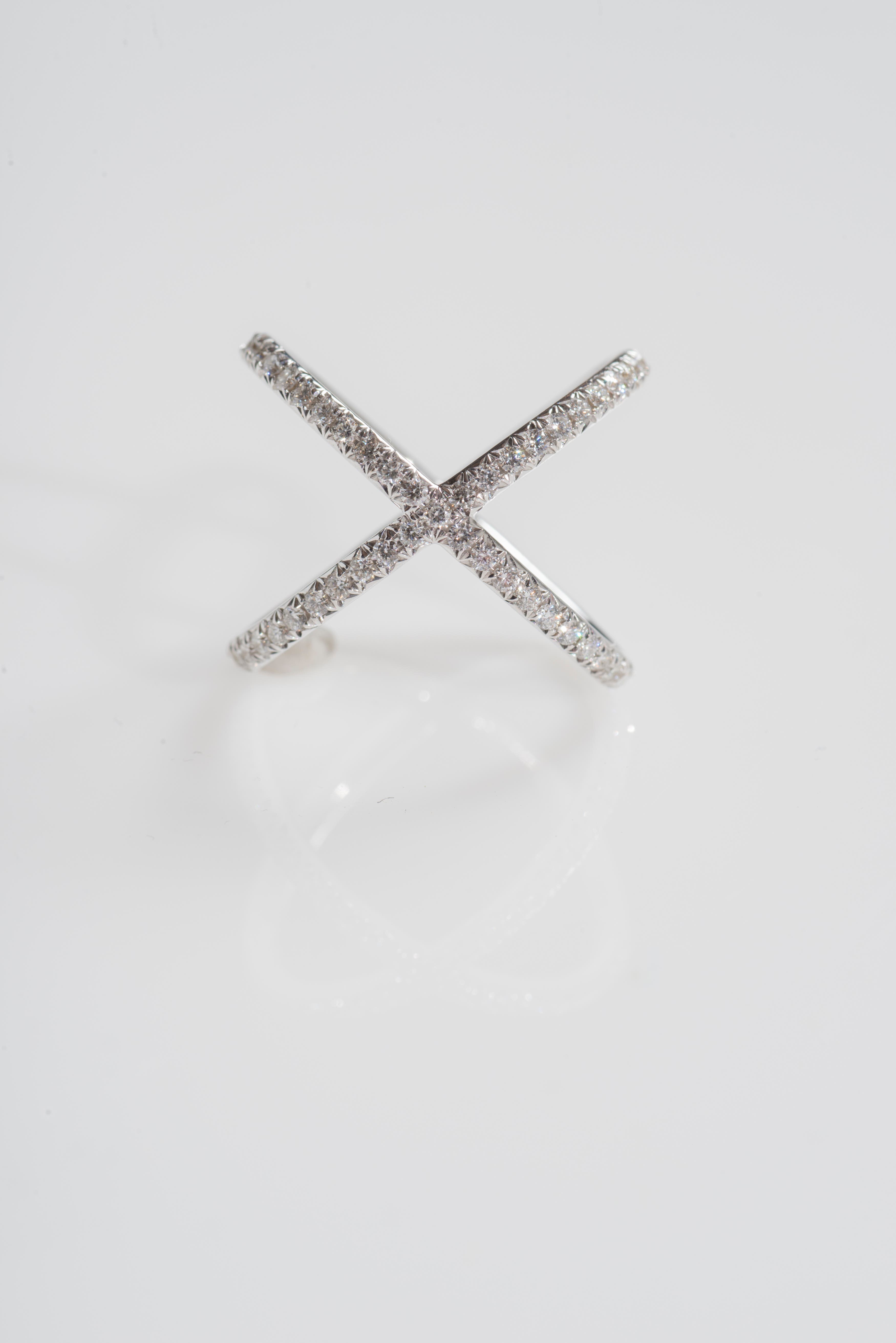X Ring with Diamonds image 2