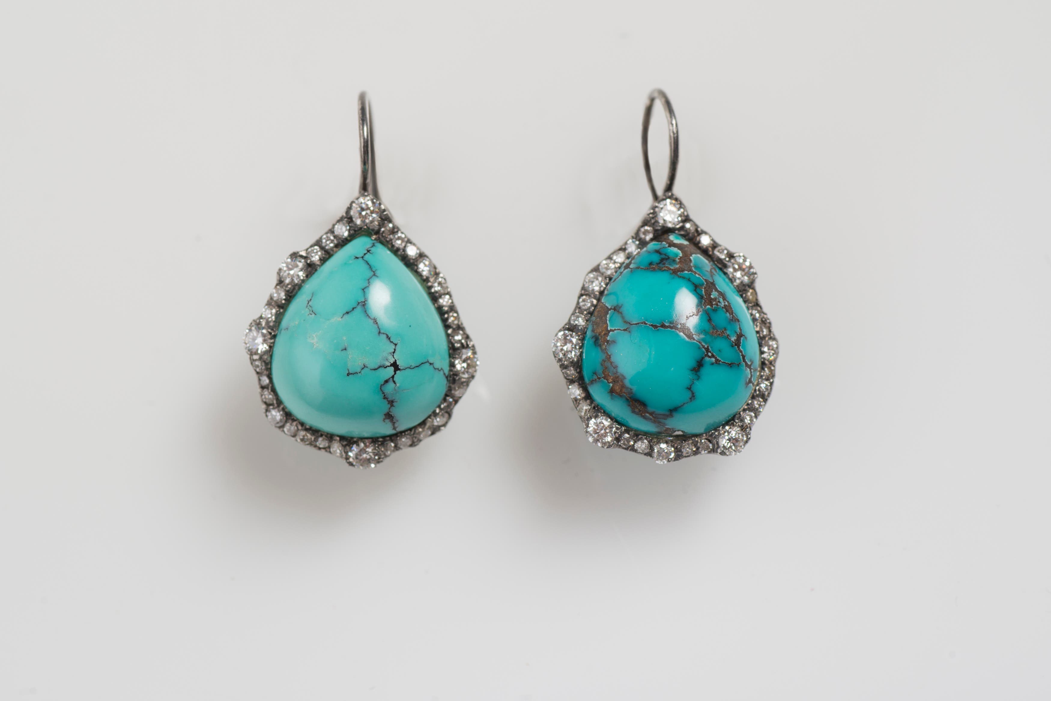 Turquoise Earrings with Diamonds image