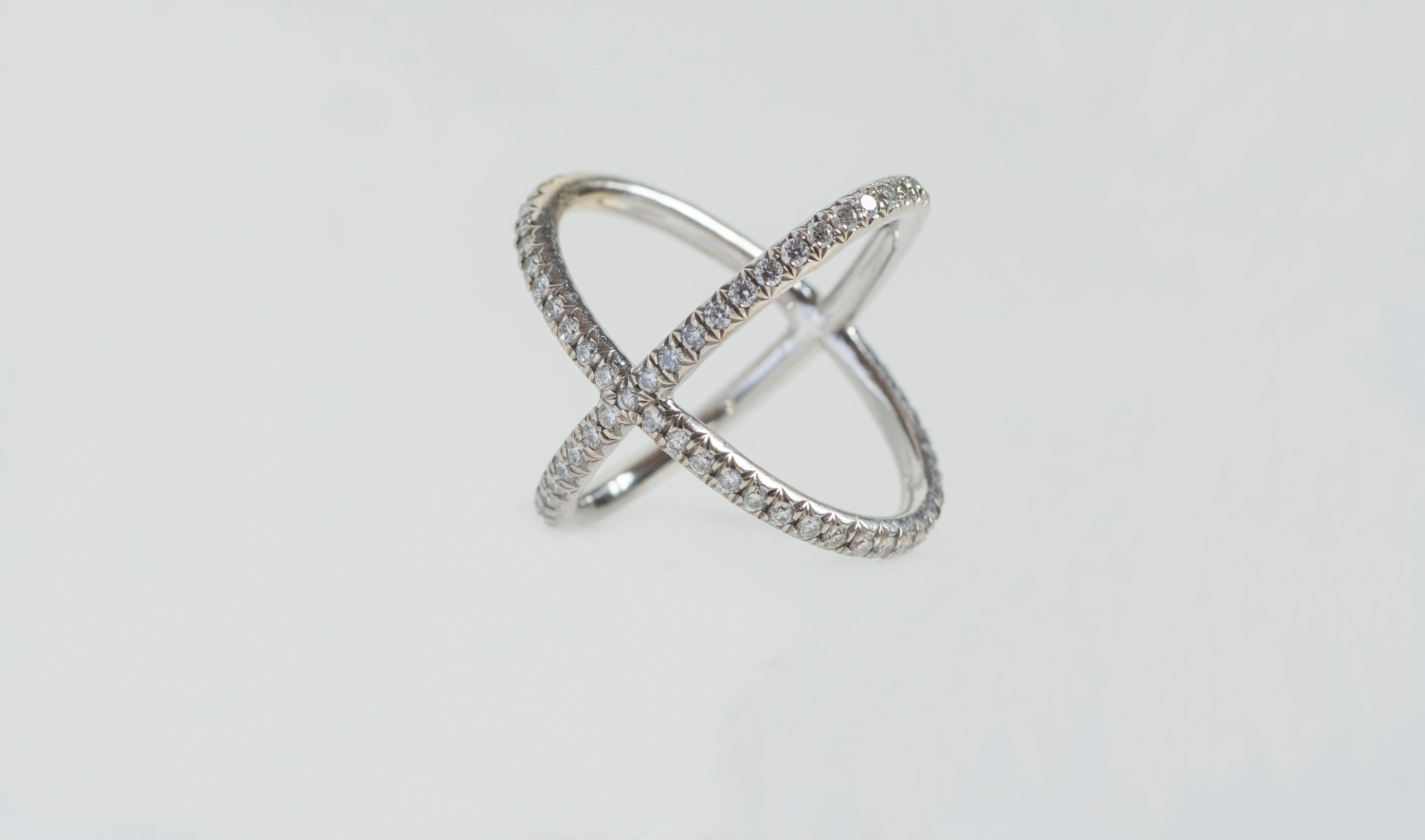 X Ring with Diamonds image