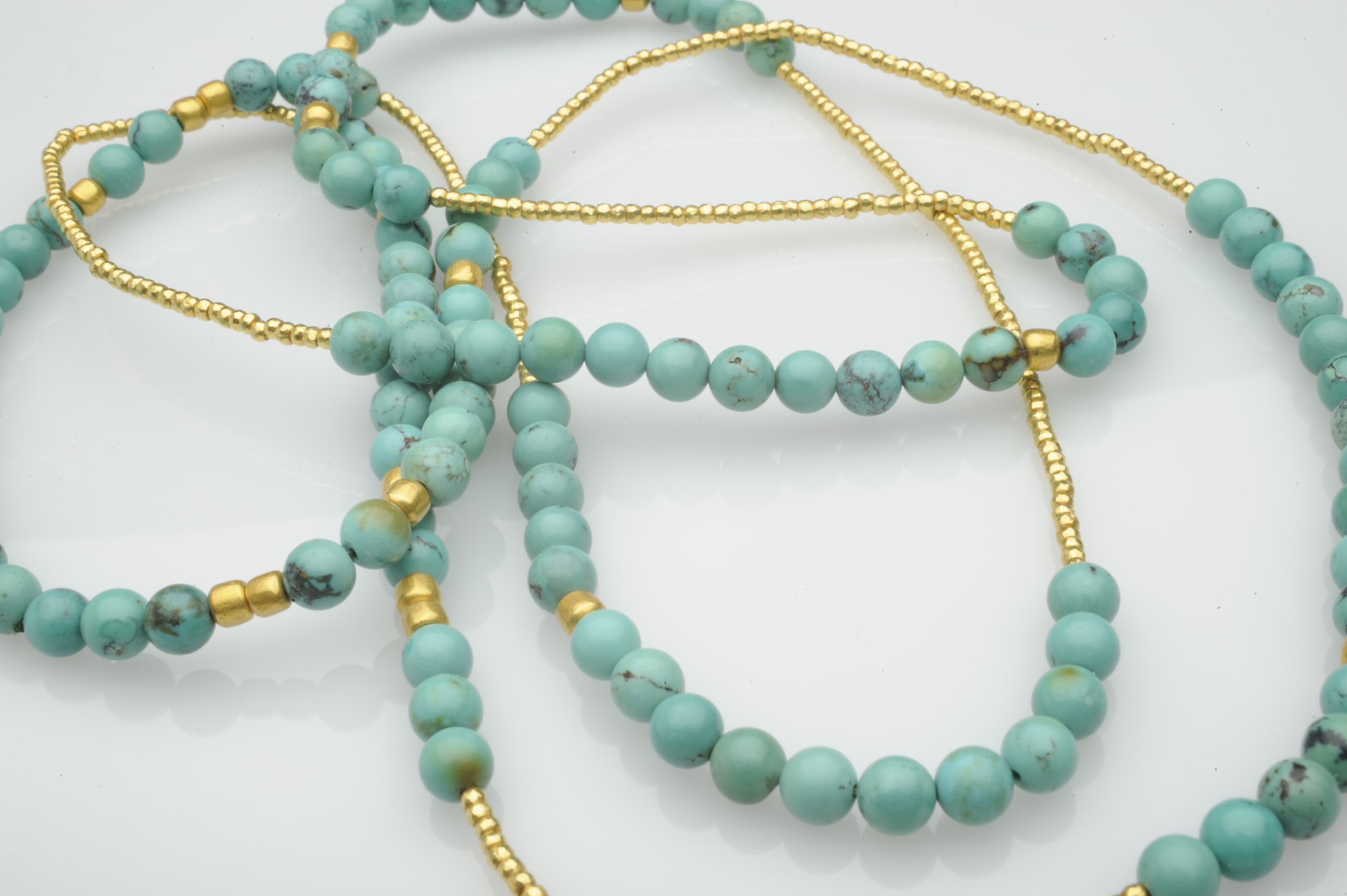 Turquoise and Gold Beaded Necklace image 2
