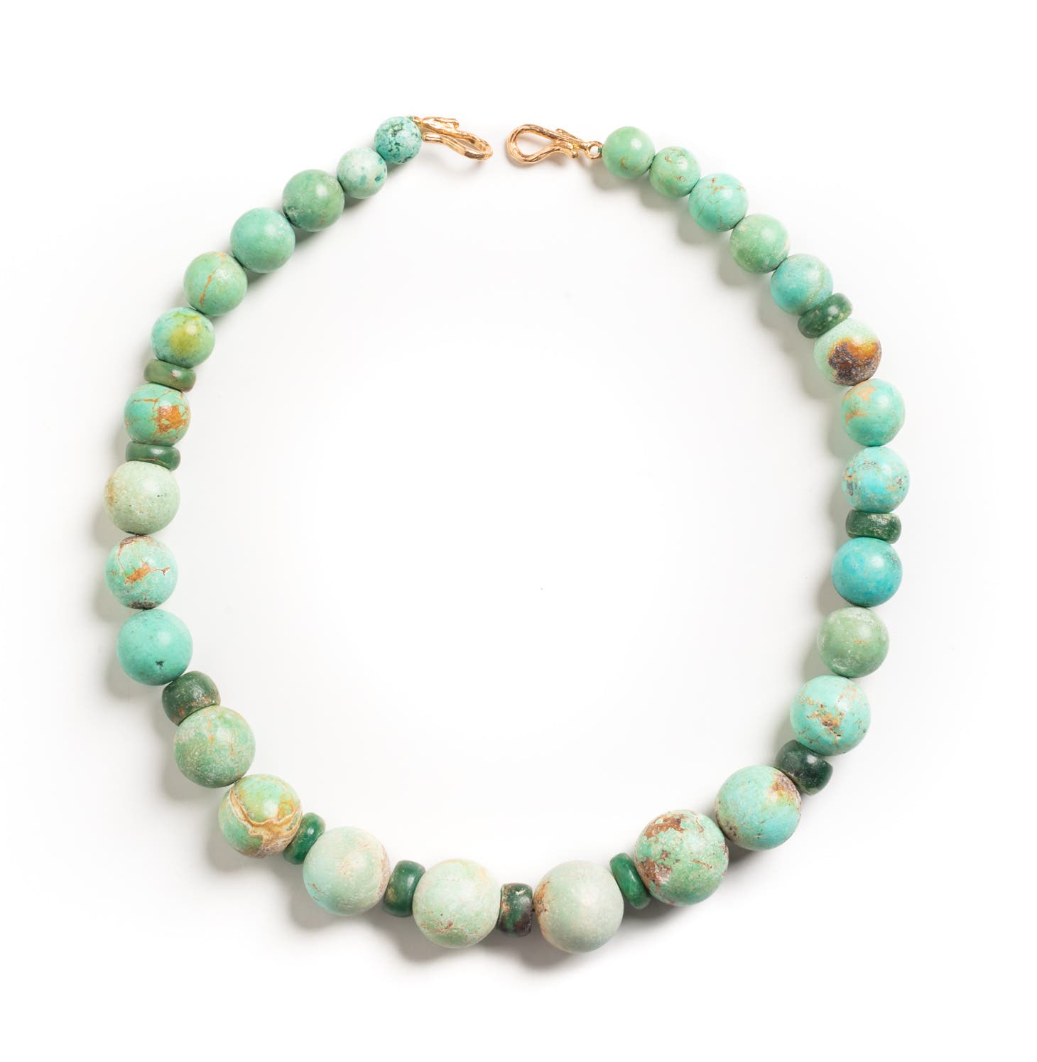 Antique Turquoise and Emerald Bead Necklace image