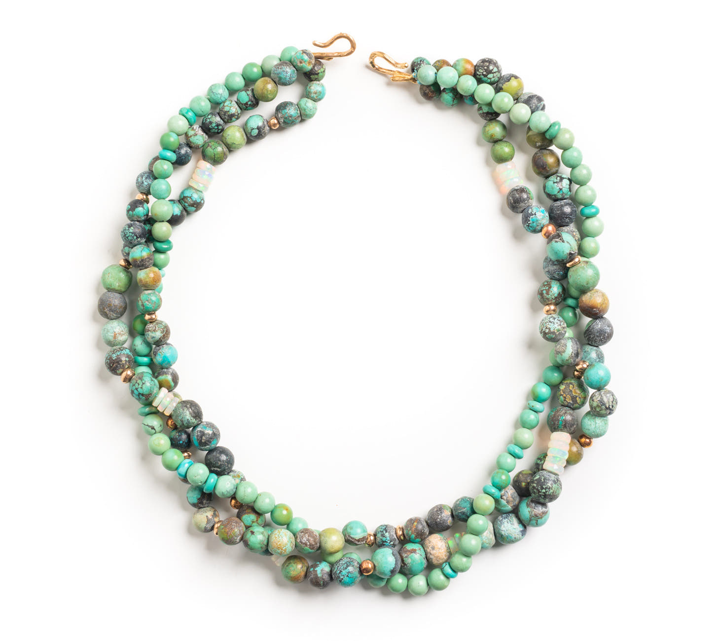 Antique Turquoise, Opal and Rose Gold Beaded Necklace image