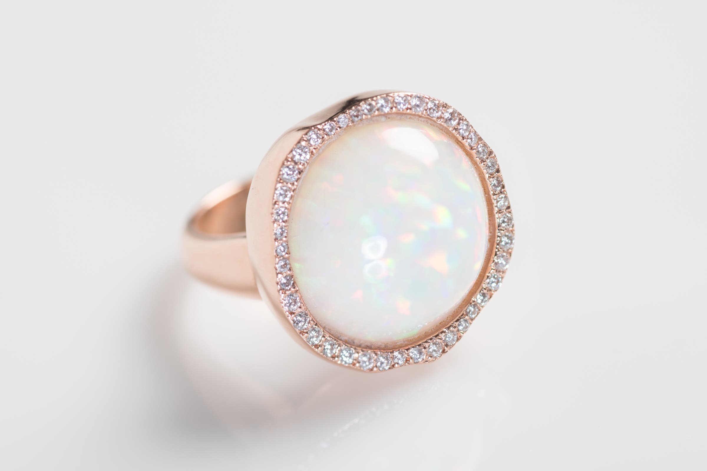 Opal, Diamond and Rose Gold Ring image