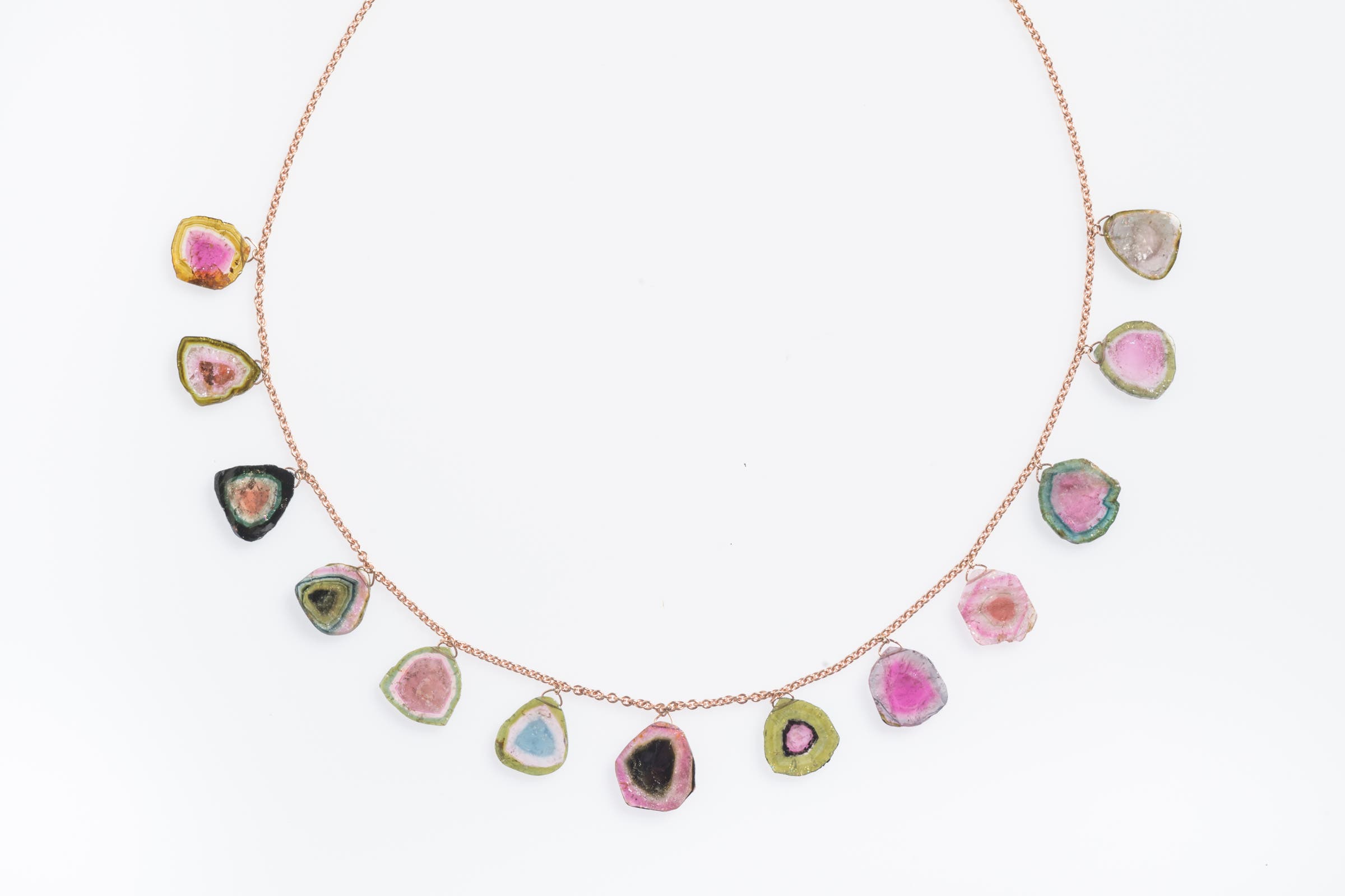 Watermelon Tourmaline and Rose Gold Necklace image