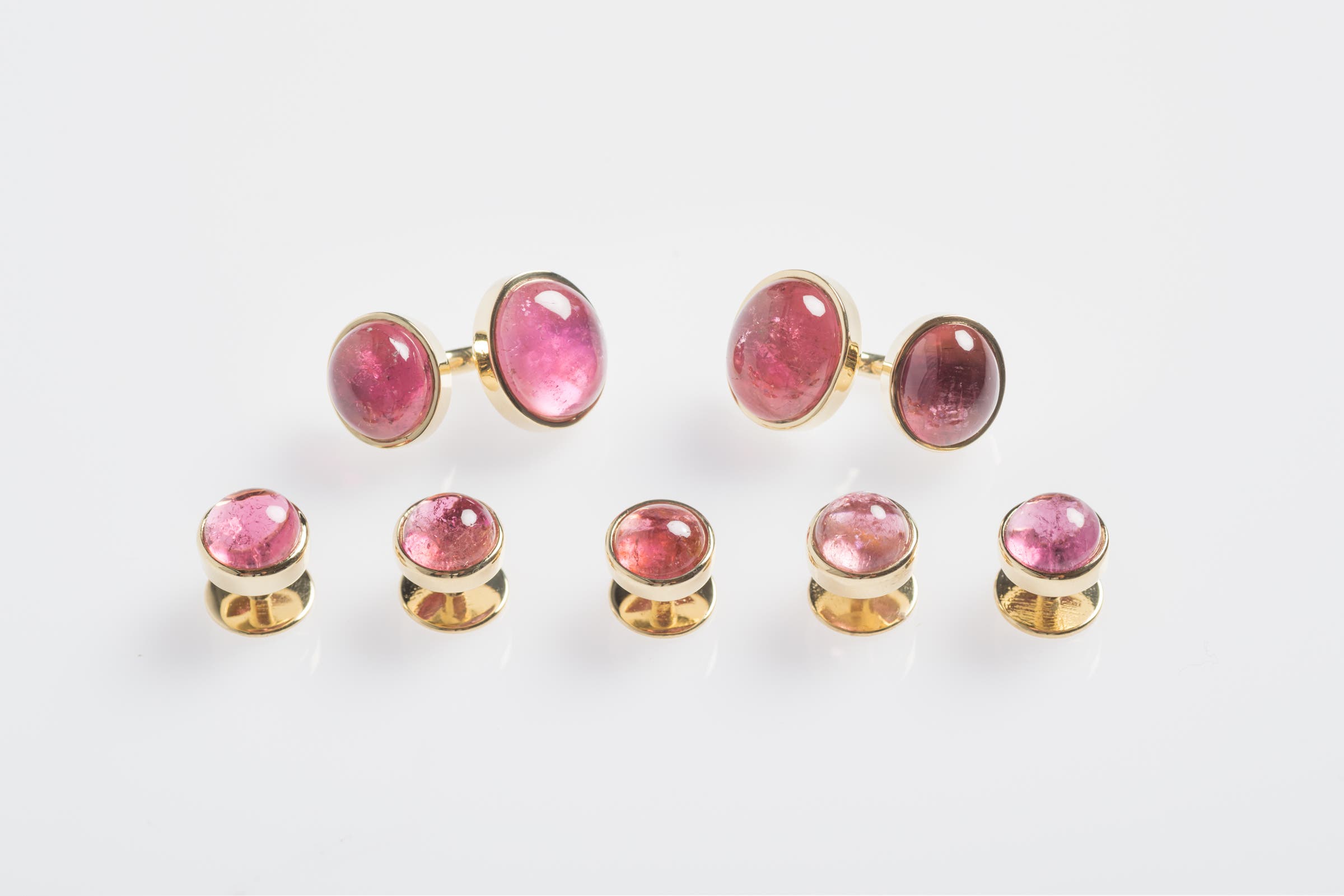 Pink Tourmaline and Gold Cufflinks and Studs image
