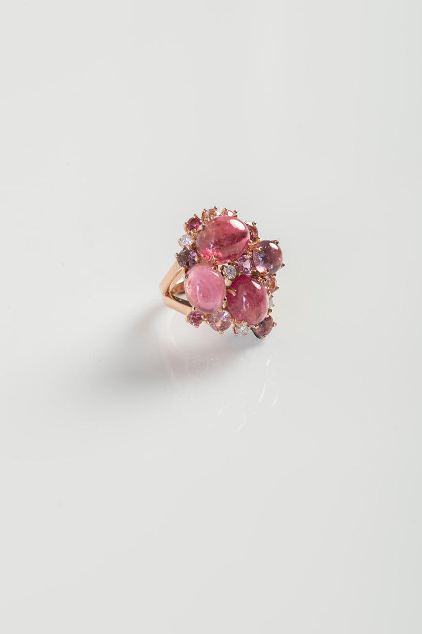 Pink Tourmaline and Diamond Ring image