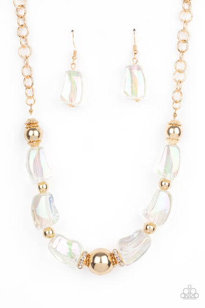 Paparazzi Necklace - Iridescently Ice Queen - Gold
