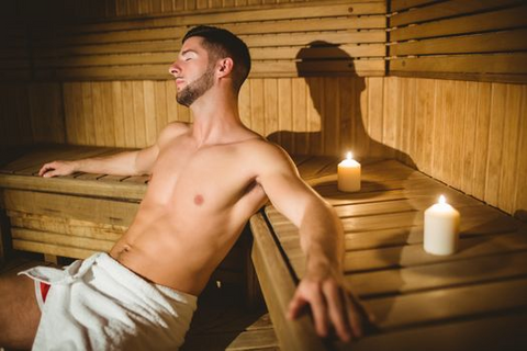 a man inside a sauna