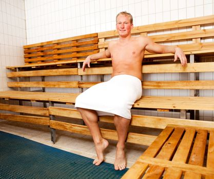 a man taking a sauna bath