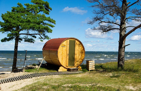 A 5-person sauna installed outside the house.