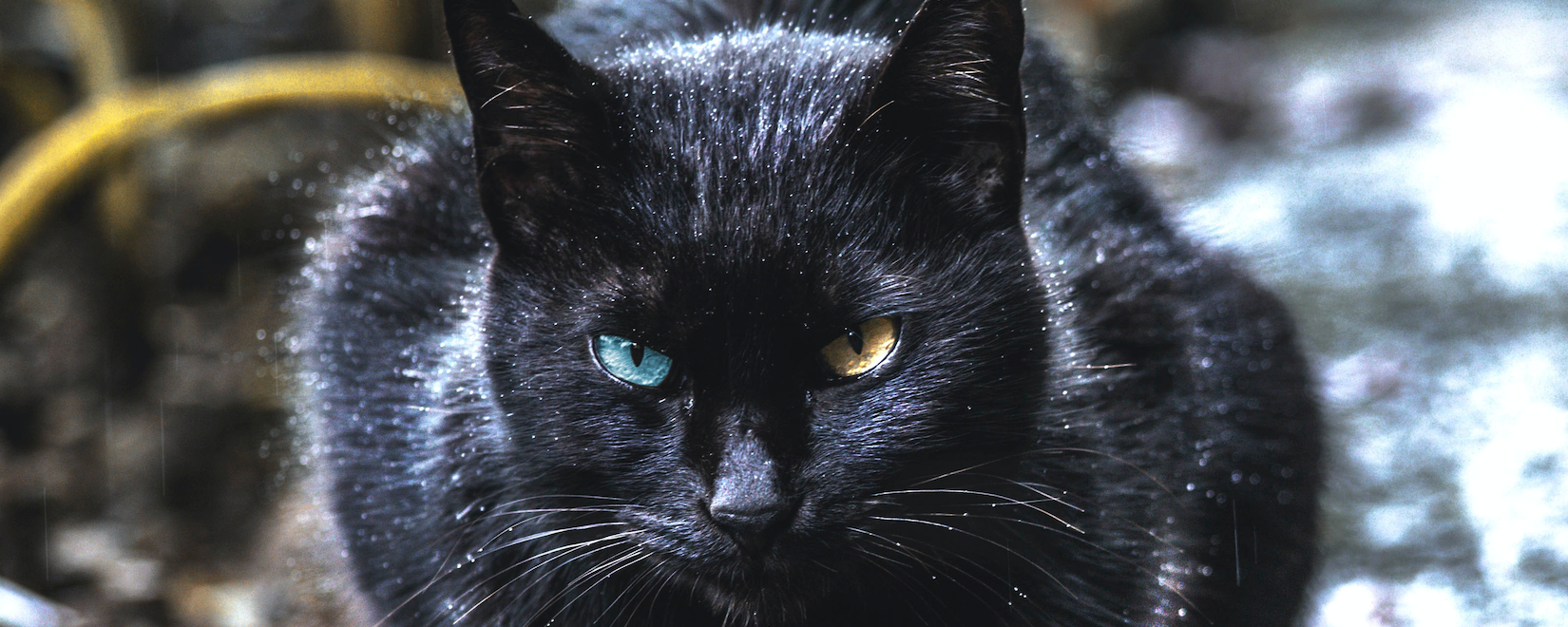 black cat with blue eyes