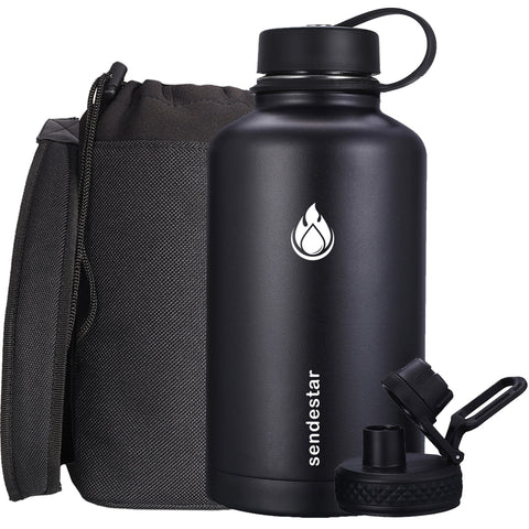 Hydro Flask Water Bottle - Wide Mouth Straw Lid 2.0 - 40 oz Black