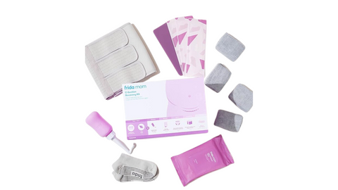 C-Section Recovery Kit for Labor, Delivery, & Postpartum| Socks, Peri Bottle, Disposable Underwear, Abdominal Support Binder, Shower Wipes, Silicone Scar Patches, Toiletry Bag