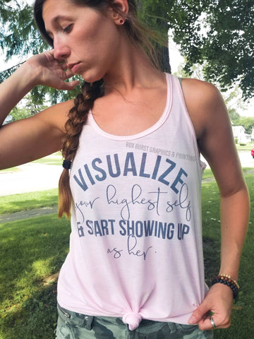 Visualize your highest self and start showing up as her SUBLIMATION racerback tank