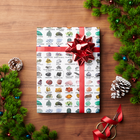 rainbow rocks crystal collection holiday gift wrapping paper by clarity cove