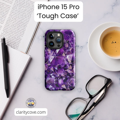 purple amethyst crystal geode phone case by clarity cove iphone 15