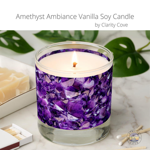 amethyst ambiance vanilla soy candle stocking stuffer holiday gift by clarity cove