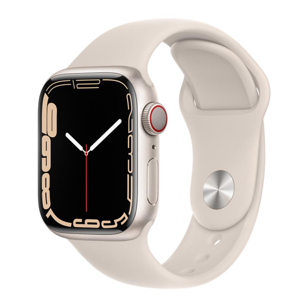 Apple Watch Series 7, 41mm, GPS + Cellular [2021] - Starlight Aluminium Case with Starlight Sport Band