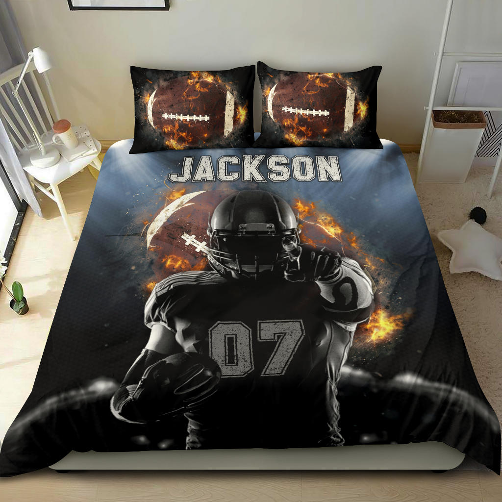 Custom Football Bedding Set Personalized Duvet Pillow Covers