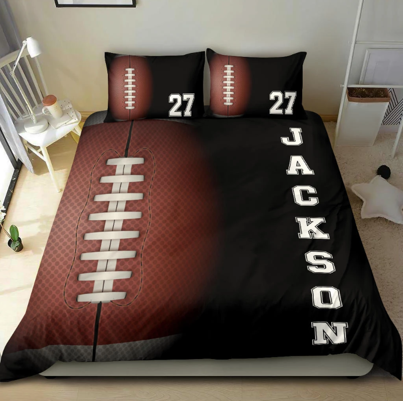 Custom Football Bedding Set Personalized Duvet Pillow Covers