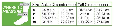 CS6 Performance Calf Sleeve Size Chart