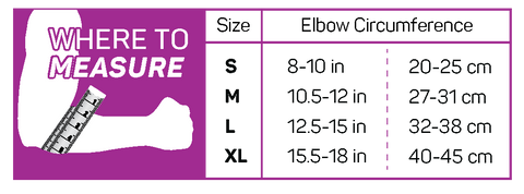 ES3 Performance Elbow Sleeve Size Chart