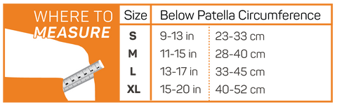 PS3 Performance Patella Sleeve Size Chart