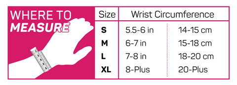 WS6 Performance Wrist Sleeve Size Chart