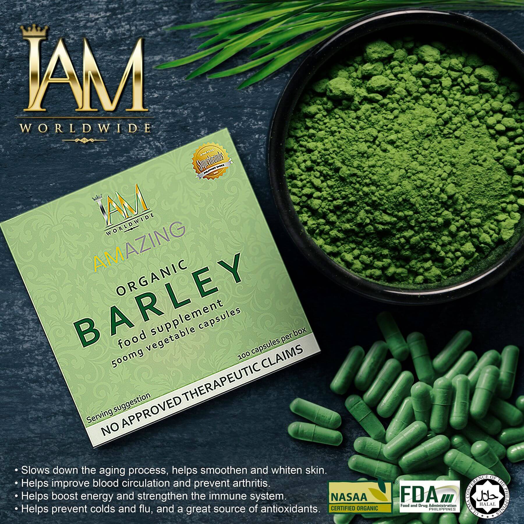 Amazing Pure Organic Barley Capsule – IAM Worldwide Online Store PH